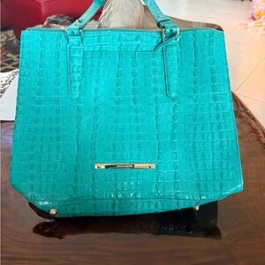 Brahmin Turquoise Croc-Embossed Leather Tote